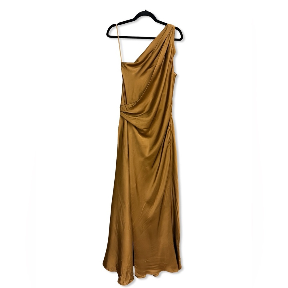 A.L.C Asher Gown Aged Bronze One-Shoulder Gold Dress satin maxi Revolve $798 8 - Picture 6 of 13
